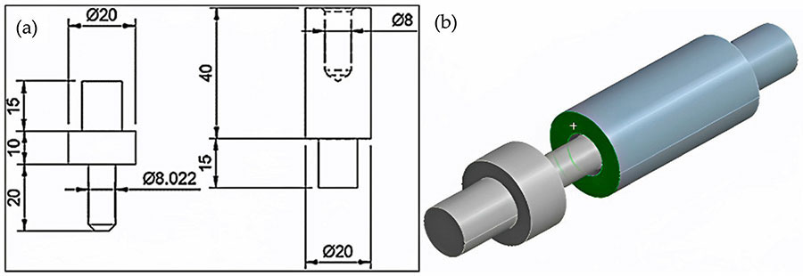 a finite element model simulates the press-fit process of a simple pin-in-tube joint